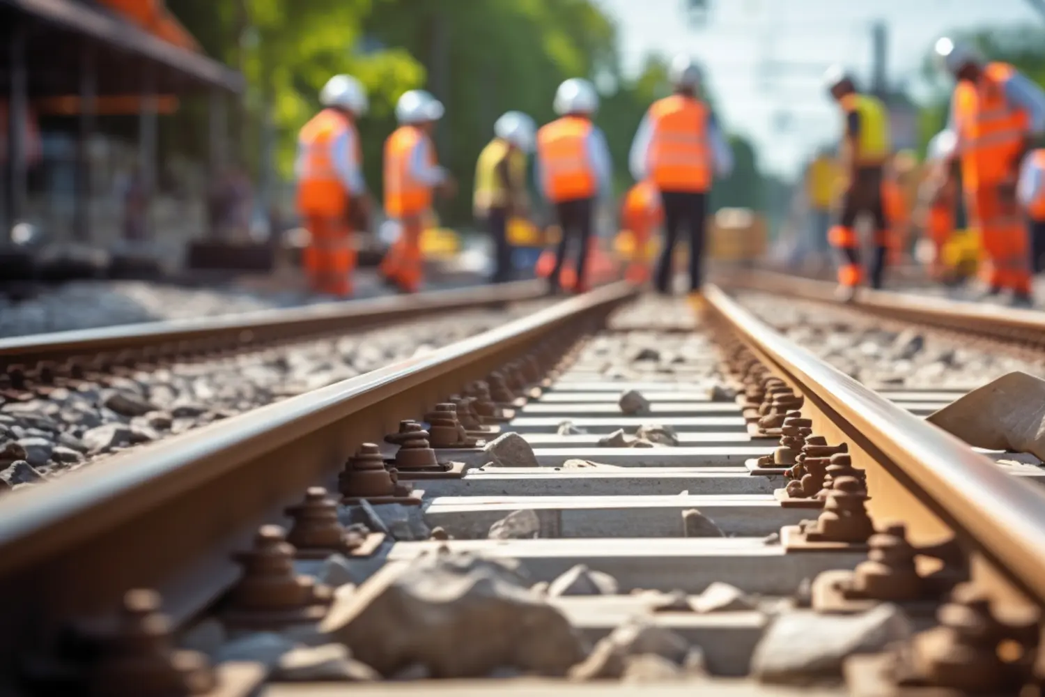 Arbeiter führen Reparaturarbeiten durch und ziehen Schrauben auf der Straße an