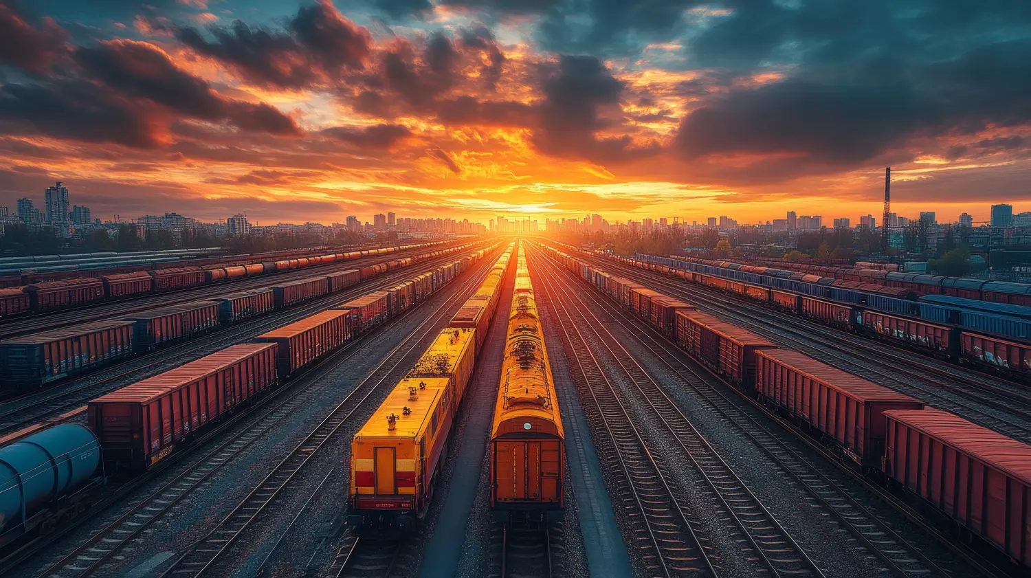 Sunset railway tracks